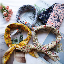 Korean version small square towels pure cotton small frescoed collar towels with broken flowers decoration cotton scarf full cotton printed big handkerchief