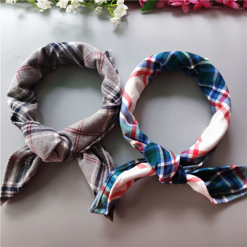 Brushed square towel Pure cotton cloth scarf Plaid scarf Male retro literary spring and autumn and winter Korean version of cotton small square towel Female
