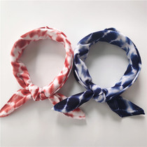 Retro Dyed Blue Dye small square towels female cotton silk headscarf Scarf Bag Turban Soft Big scarf Mens thin scarves