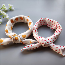 Cute strawberry small square towels pure cotton scarf Caring Printed Headscarf Small Frescoed woman Broken Flowers 100 hitch a little scarf