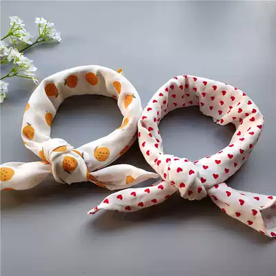 Cute Strawberry Small Square Cotton Scarf Love Print Headscarf hipster Square Scarf Women Flower Scarf