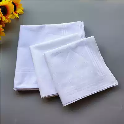 Pure cotton white handkerchief old-fashioned single-sided solid color small handkerchief thin nostalgic pure white large handkerchief cotton white handkerchief