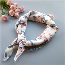 Fang Towel Day Department Small Freshening Printed Cotton scarf Han version Broken Flowers Headscarf 100 Hitch Woman Little Fang Towel Art scarves