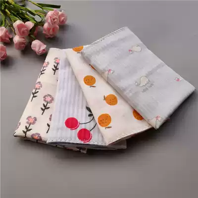 Smiley face handkerchief women double cotton yarn small square printing sweat handkerchief soft portable cotton sweat-absorbing handkerchief