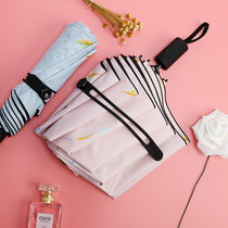 Umbrella Folding Female Sunshine and Rain Dual-use Korean hipster parasol Students Three-fold Manual Black Sunshade Umbrella