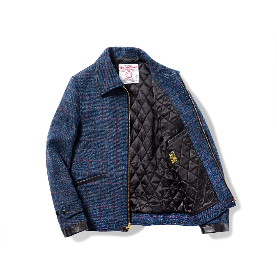 Пиджак винтажный из шерсти с твидом Хэррис, застежка-молния, Harris Tweed