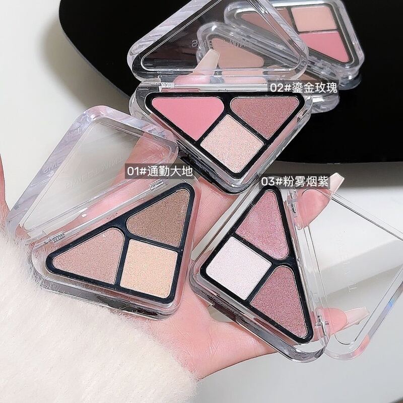 Small Triangular Three-Color Eyeshadow Palette 2025 New Daily Light Makeup Matte Smoky Earth Tone Pink Pearlescent Novice Small Triangular Three-Color Eyeshadow Palette 2025 New Daily Light Makeup Matte Smoky Earth Tone Pink Pearlescent Novice