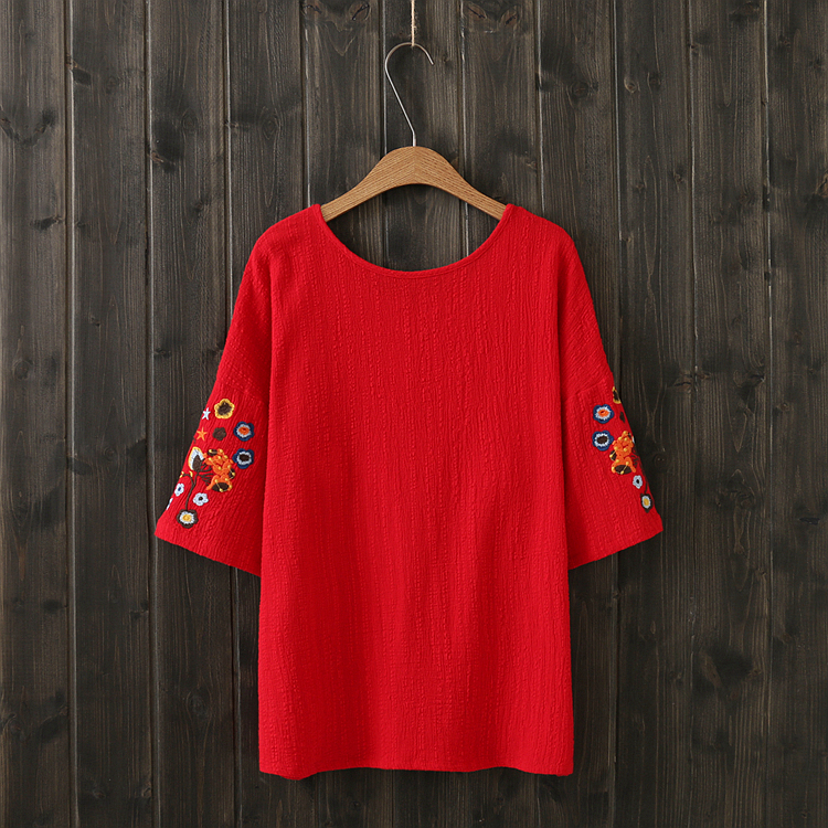 Cộng thêm phân bón XL nữ mùa hè 2018 phiên bản Hàn Quốc của chất liệu cotton cotton rộng mm mềm mại có khóa thêu áo khoác ngắn tay 200 kg quần túi hộp nữ