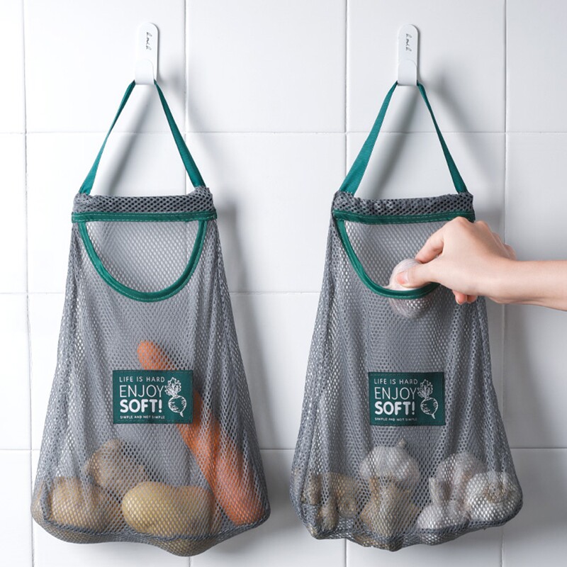 Kitchen Ginger & Onion Fruit & Vegetable Garlic Storage Bag Wall-mounted Ginger & Garlic Storage Net Multi-functional Hollow Air Storage Bag