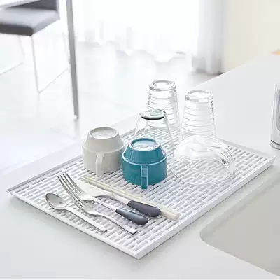Japanese dish drain rack rectangular plastic double-layer fruit drain tray Cup storage shelf rack