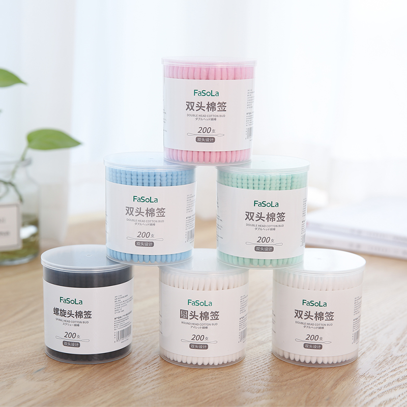 Fasola disposable cotton stick sanitary double head sterile stick paper shaft multifunction medical home makeup remover cotton stick