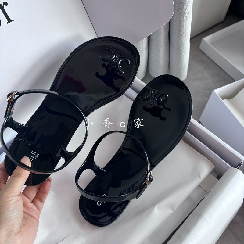 2026 Design-Inspired Arc De Triomphe Thong Roman Sandals for Women, Summer Flat Beach Shoes, Vacation Jelly Shoes