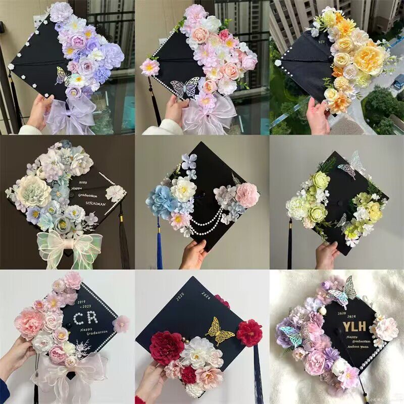 🎓新DIY学士帽成品簪花仿真花,毕业季必备拍照神器,送给最爱的人!💖-辅助道具类-淘宝百科网