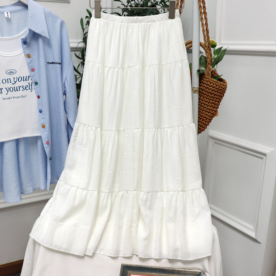 Spring/Summer Fairy Style Versatile and Practical Multi-Layered Pleated Elastic Waist Skirt 3 Colors 398