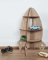 ins assembly wooden containing shelf creatively solid rocket styled shelve childrens room childrens house personality decorations
