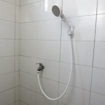 A set of shower heads with rotating stop button and 360 degree adjustable water level with switch and external plug-in full-screen embossed faucet