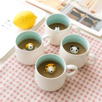 3d animal modeling mug stereo cartoon water cup creative coffee cup female cute cup dog cat ceramic cup