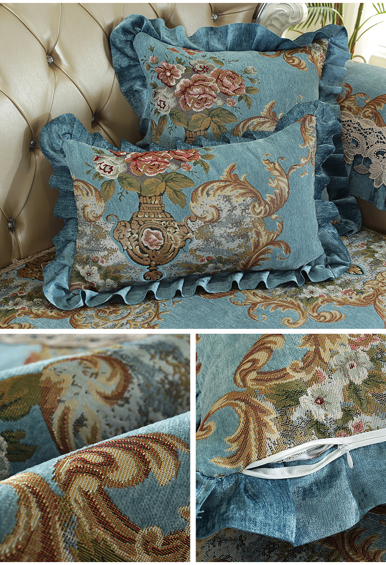 Mùa hè Châu Âu chenille gối đệm bao sofa lưng bìa trang trí gối nghiêng thắt lưng gối văn phòng đệm - Trở lại đệm / Bolsters gối tựa ghế văn phòng