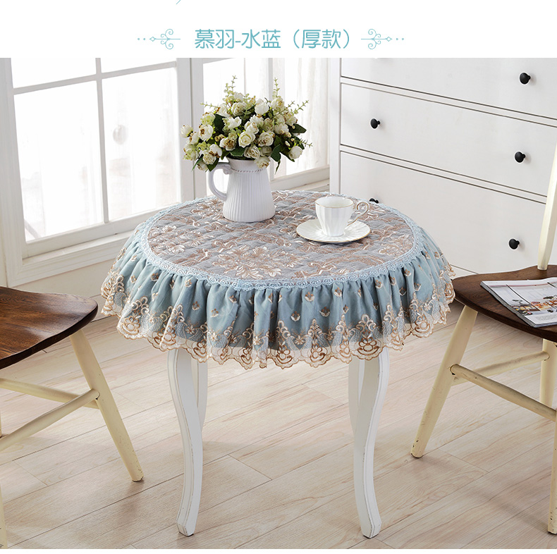 Châu Âu tròn lớn khăn trải bàn ghế vải bao quanh khăn trải bàn tròn sân vườn mat bàn cà phê đặt bìa ghế bao gồm bộ đệm khăn trải bàn tiệc cưới