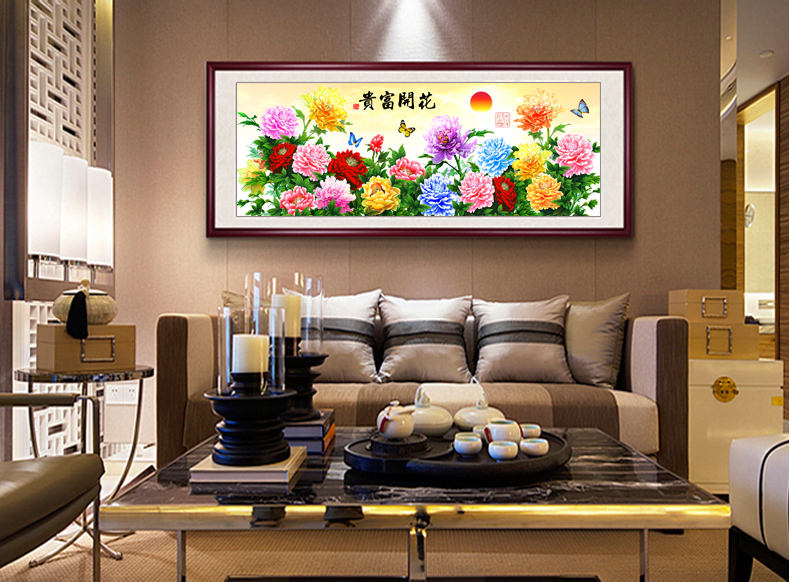 in ấn 3D hoa mới khâu phòng khách hoa đất nước giàu màu sắc phong phú hoa mẫu đơn thêu vẽ sắc nét 2019 - Công cụ & phụ kiện Cross-stitch tranh thêu chữ thập tứ quý