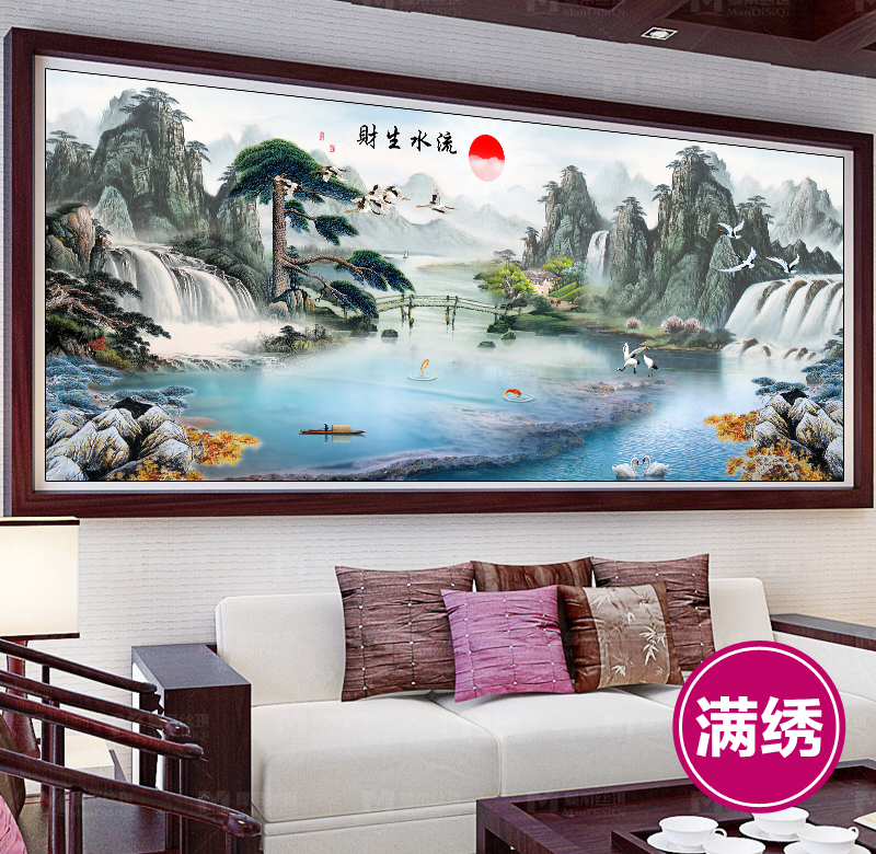 2020 Precision Printed New Full Embroidered Atmosphere Cross Embroidered Living Room Landscape Painting Scenic sharp line embroidery 2021
