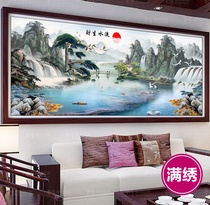 2020 precision printing new full embroidery atmospheric cross stitch living room landscape painting landscape large line embroidery 2021