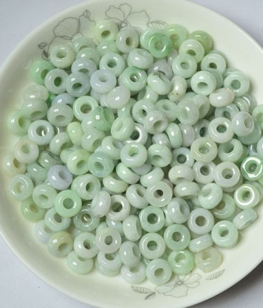 10mm natural jadeite A cargo jade small circle thickened jade ring large hole abacus beads wheel beads diy accessories