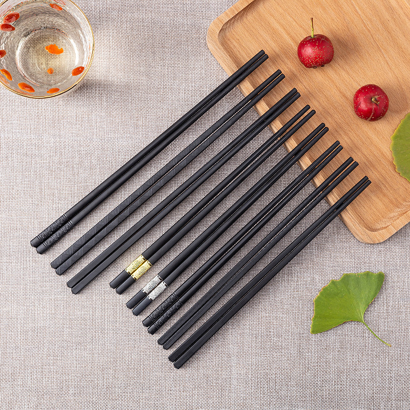High-grade non-slip black alloy chopsticks wear-resistant sand plastic Japanese-style tableware melamine anti-mold Chinese-style hotel environmental protection fast set