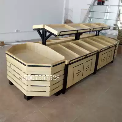 Wooden Nakajima shelf Fruit rack vegetable rack Fruit shop wooden Nakajima shelf fruit and vegetable rack Supermarket Nakajima cabinet