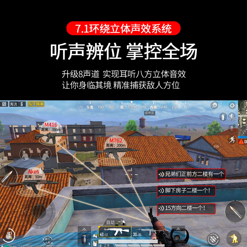 Gaming Headset Wired In-Ear Computer Extended Cable Karaoke Sound Positioning E-Sports Headset Peace Elite