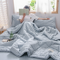 Japanese cotton water washing cotton air conditioning is summer cool quilt four-piece cotton thin machine washable quilt summer quilt