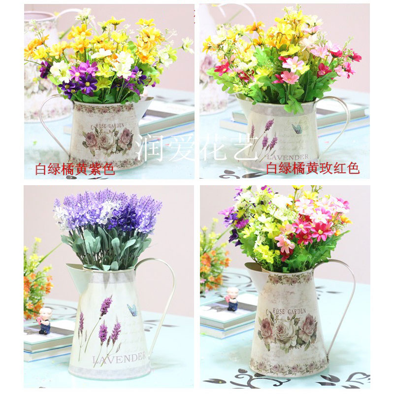 Flowers barrel European-style creative home flower shop decoration flower arrangement retro iron art vases Iron Flower Vases drying flowers Blossom Buckets