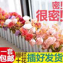 Fake Flower Pendulum in the dining room Restaurant Dining Room Dining Room Table Wood Grid Bar Emulation Floral Decoration Tea Table Windowsill Furnishing