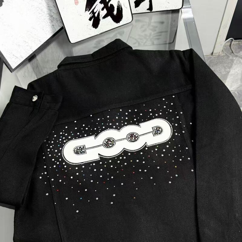 Autumn and Winter Trendy Goo Rhinestone Denim Jacket High-Quality Fashionable Lapel Top Unisex Windproof Coat ins Autumn and Winter Trendy Goo Rhinestone Denim Jacket High-Quality Fashionable Lapel Top Unisex Windproof Coat ins