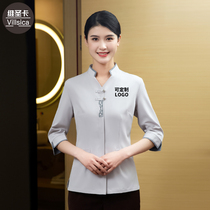 Hotel waiter work clothes short sleeve shirt womens summer breathable fashion cleaning work clothes hotel set size