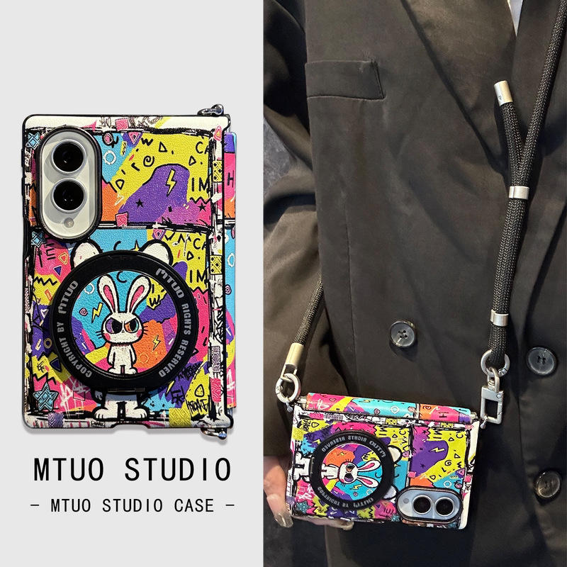 Full Coverage Case for Samsung Z Fold8, New Street Graffiti Rabbit Design, Foldable Z Fold8 Rotating Stand Protective Case with Crossbody Strap, Cute Cartoon Anti-Drop Cover for Z Fold8 Full Coverage Case for Samsung Z Fold8, New Street Graffiti Rabbit Design, Foldable Z Fold8 Rotating Stand Protective Case with Crossbody Strap, Cute Cartoon Anti-Drop Cover for Z Fold8