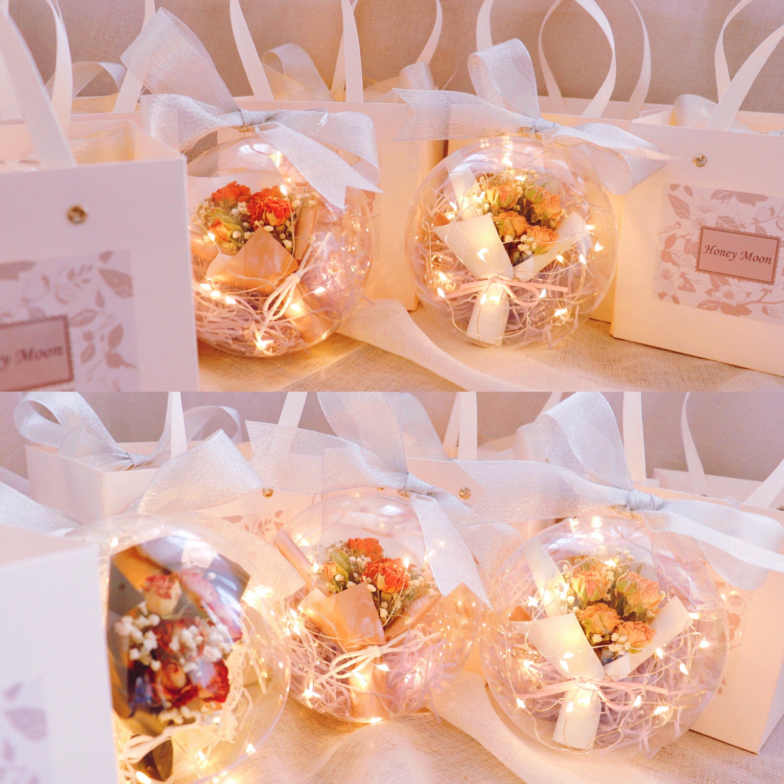 Romantic glowing wishing fans you dry flower bouquet as a souvenir candy box decoration to send a friend gift box