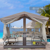 Outdoor Power Rocking Chair Courtyard Garden Hanging Chair Balcony Leisure Shaker Outdoor Iron Art Swing Chair Rattan Cradle Double