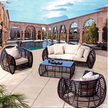 Creative rattan sofa combination villa garden courtyard imitation rattan sofa high-end hotel outdoor rattan chair sofa sun protection