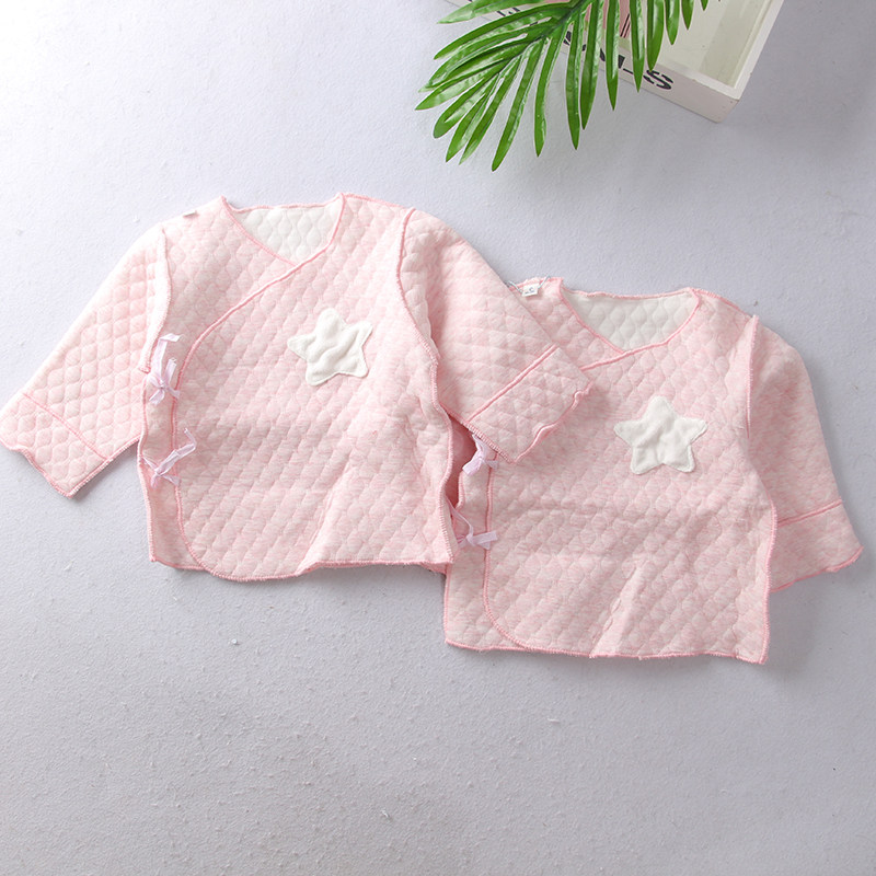Autumn and winter warm newborn jacket colored cotton baby clothes half back clothing 0-3 months old baby autumn clothing 2 pieces spring and autumn