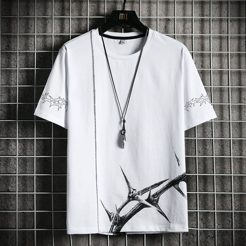 Трендовая универсальная брендовая хлопковая футболка с коротким рукавом, круглый воротник