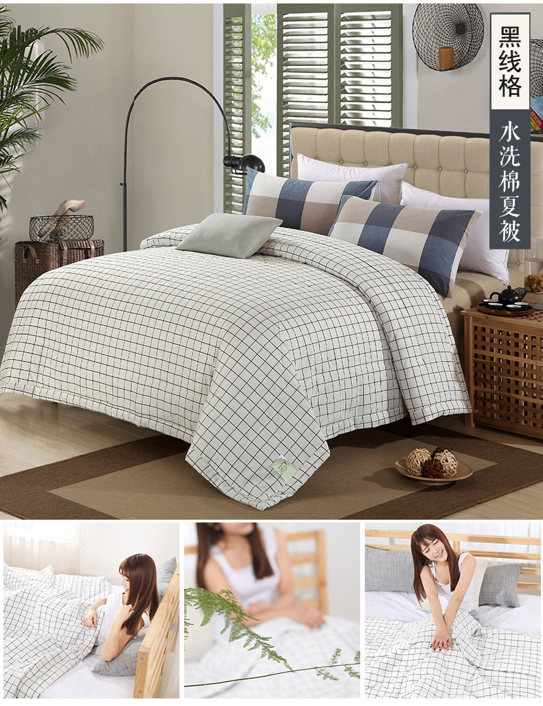 Sọc kẻ sọc bông mùa hè quilt đơn đôi có thể giặt bông điều hòa không khí quilt bông vải mùa hè mát mẻ mỏng quilt