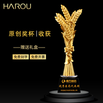 Wheat ear crystal trophy customized excellent staff individual award making resin metal lettering creative souvenirs customized