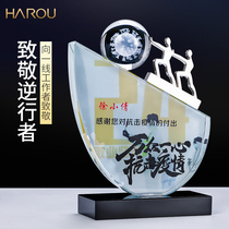 Crystal trophy custom medals reverse Walker souvenirs custom creative epidemic volunteers anti-epidemic love lettering