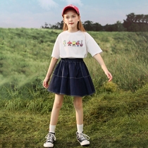 Girl Dress Summer Clothing 2022 New Suit Girl Great Boy Foreign Air Trendy Two Sets Summer Child Denim Short Dress