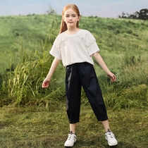 Girl Summer Clothing 2022 New Suit Foreign Air Trendy Girls Big Boy Short Sleeve Sports Two Sets Summer Children