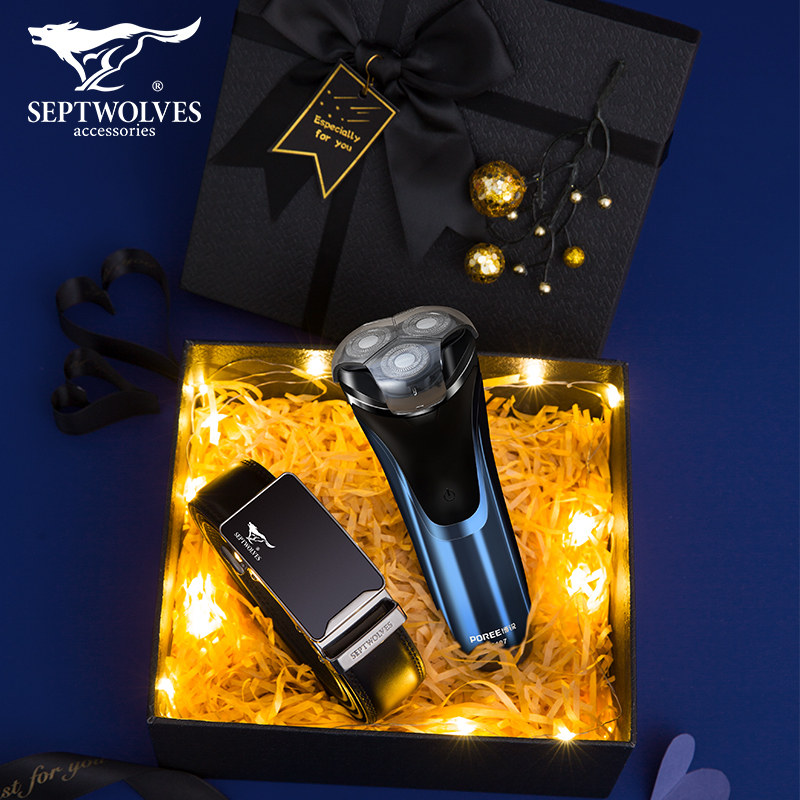 Seven Wolves Leather Belt Men Genuine Leather Middle-aged Dad Business Positive Dress Cow Leather Belt Designer Pure Upmarket Youth