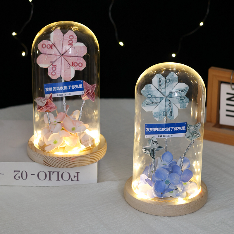 Creative Birthday Gift for Wife, Surprise Glass Dome Four-Leaf Clover, DIY Material Kit for Girlfriend Surprise Creative Birthday Gift for Wife, Surprise Glass Dome Four-Leaf Clover, DIY Material Kit for Girlfriend Surprise