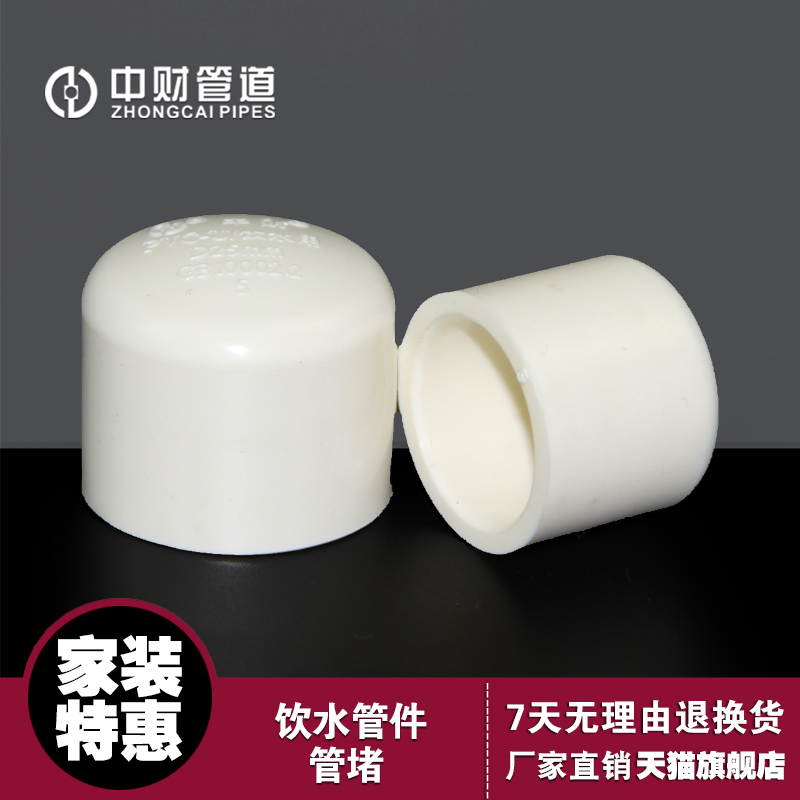Zhongcai pipeline PVC-U drinking water pipe water supply pipe fittings blocking plug pipe blocking pipe cap