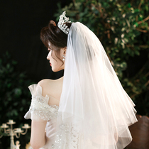 Bride's Multi-layer Pengpeng Korean Head Yarn Knot Simple Retro Wedding Dress Head Yarn Short Super Fairy Head Yarn Studio Soft Floating